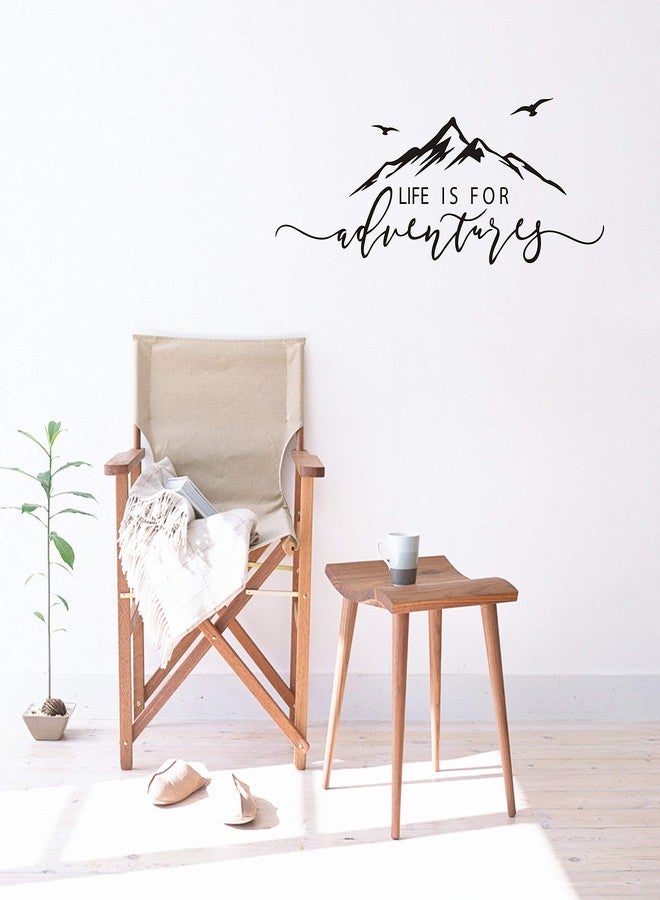 GESTYZ Life is for Adventures Wall Decal, Mountain Design Wall Sticker, Flying Birds Wall Sticker, Travel Decor, Adventure Decor, Home Decal Wall Stickers Y15 (57X23cm, Black) - Image 2