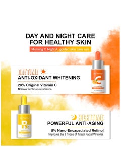 JoyPretty Day & Night Skin Care Set Vitamin C & Retinol Anti-Wrinkle Serum Gold Skincare Duo Radiance Renewal Anti-Aging Serum Moisturizing Hydrating Anti-Aging & Anti-Wrinkle Serum  - Image 2