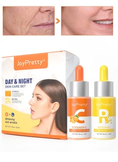 JoyPretty Day & Night Skin Care Set Vitamin C & Retinol Anti-Wrinkle Serum Gold Skincare Duo Radiance Renewal Anti-Aging Serum Moisturizing Hydrating Anti-Aging & Anti-Wrinkle Serum  - Image 1