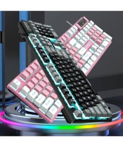 Forev FV-Q8 Wired Gaming Keyboard Esports Light-Emitting Office Desktop Laptop Wired Film Wired Keyboard (FV-Q1 White - Pink)  - Image 2