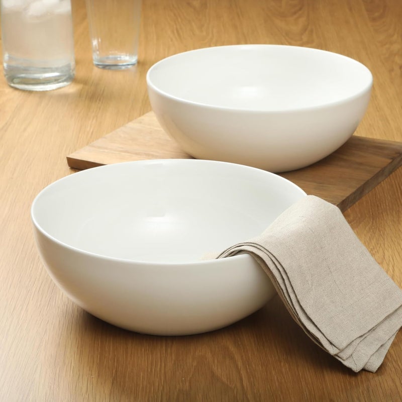 Gibson Home Great Essentials 2 Pack 100 OZ 10 Deep Salad Serving Bowl Set for Kitchen  Porcelain  Dishwasher and Microwave Safe - Image 3
