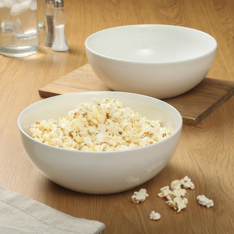 Gibson Home Great Essentials 2 Pack 100 OZ 10 Deep Salad Serving Bowl Set for Kitchen  Porcelain  Dishwasher and Microwave Safe - Image 2