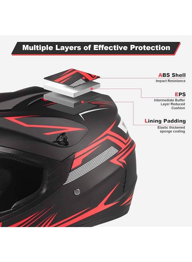 KASTWAVE Youth & Kids Dirt Bike Helmets Dirt Bike Helmets Atv Bump Safty Helmet Off Road Mountain Bike Helmet With Goggles Gloves Mask - Image 4