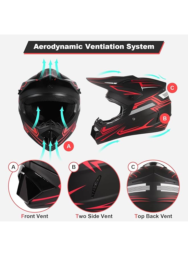 KASTWAVE Youth & Kids Dirt Bike Helmets Dirt Bike Helmets Atv Bump Safty Helmet Off Road Mountain Bike Helmet With Goggles Gloves Mask - Image 3