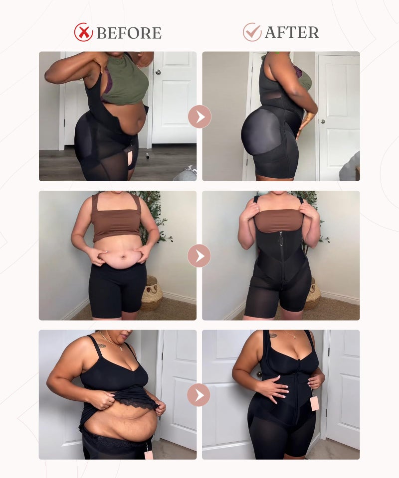 FeelinGirl Plus Size Shapewear bodysuit Faja Postparto Para Mujer Booty Lifting Surgical Fajas Compression Garment Black XX-Large - Image 4