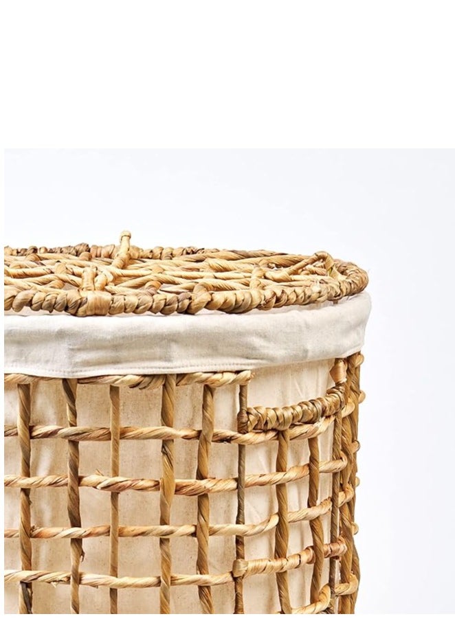 Homesmiths Large Natural Water Hyacinth Laundry Hamper Dia-42 x H50 cm  - Image 5