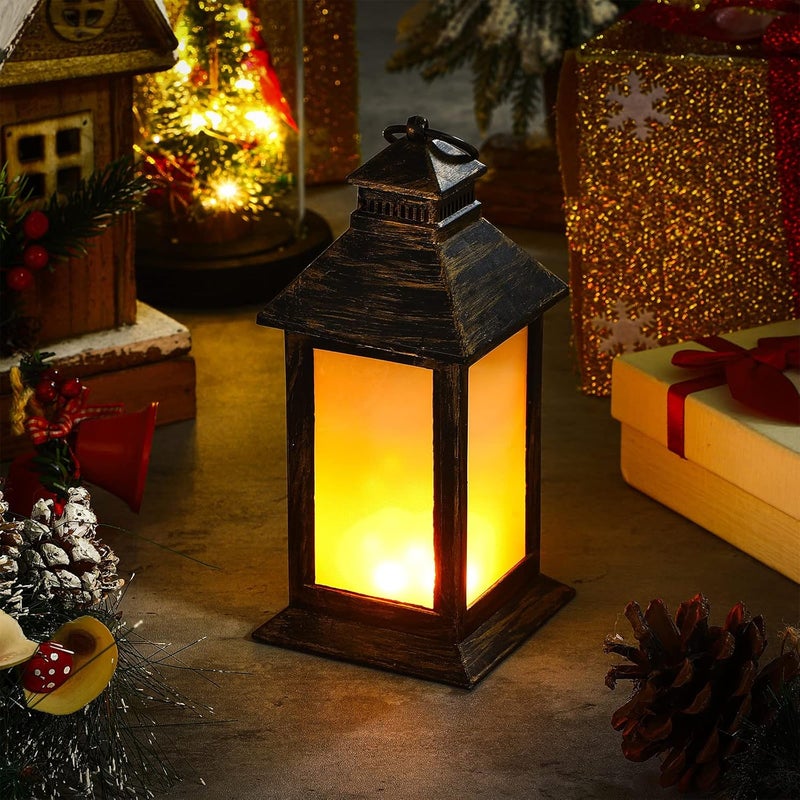Tondiamo 2 Pcs 84 Vintage Lanterns LED Indoor Lanterns Decorative Small Lamp Flame Effect Retro Battery Operated Candles for Ramadan Decoration Outdoor Hanging Patio Garden Yard Porch DecorBronze - Image 4