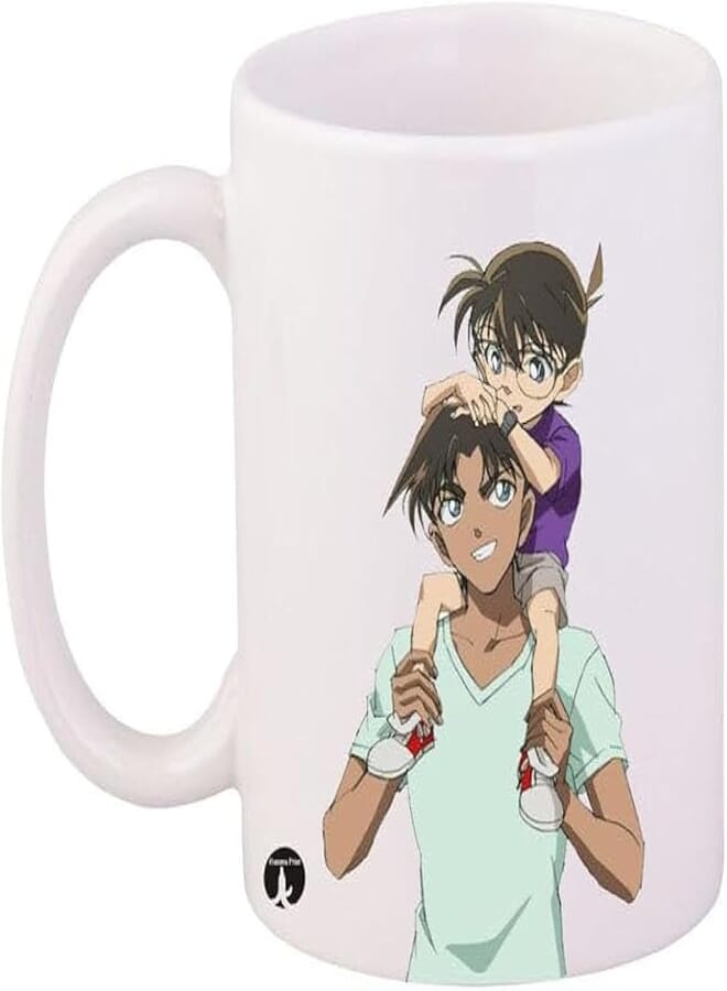 RYN Durable Heat-Resistant Thick Wall Designed Ergonomic Handled The Anime Detective Conan Printed Mug White/Blue/Black 11Ounce - RYNmg12832