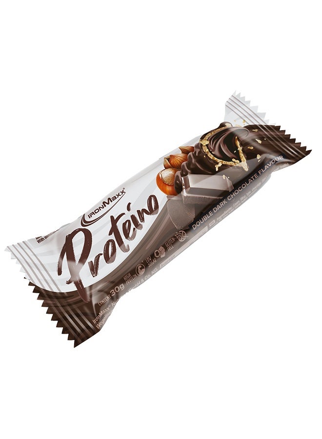 IRONMAXX PROTEINO | 12 x 30g | Double Dark Chocolate Flavour,  Low Sugar Wafer Protein Bar | Gluten-Free - Image 1