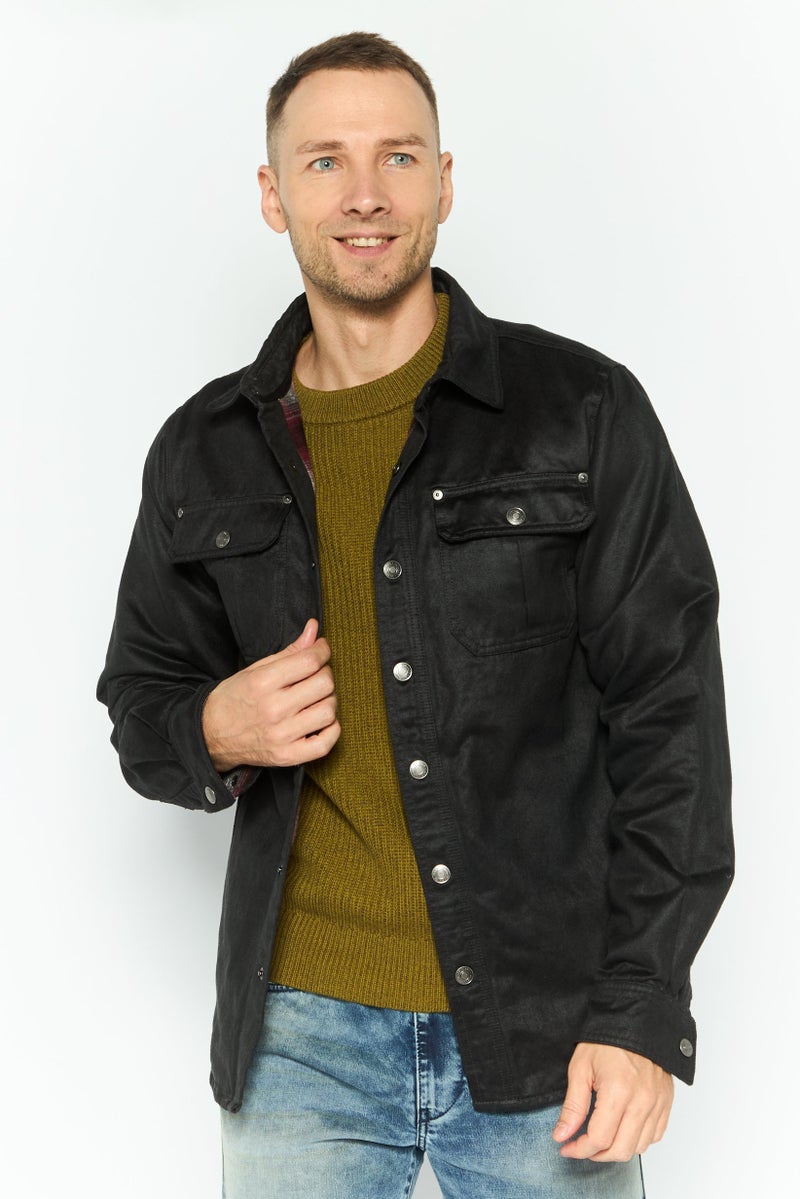 Silver Jeans Co Men Solid Shirt Jacket, Black  - Image 1