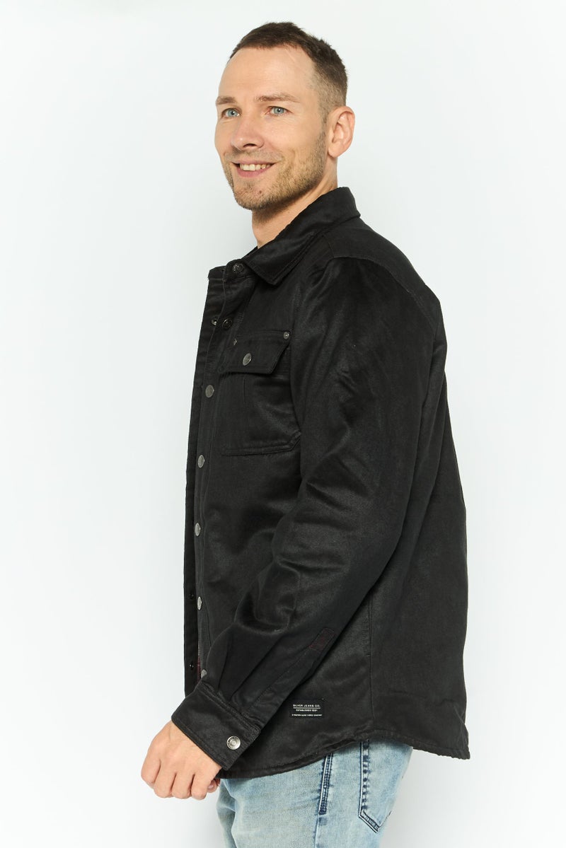 Silver Jeans Co Men Solid Shirt Jacket, Black  - Image 3