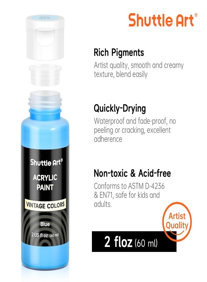 Shuttle Art Acrylic Paint Set, 25 Vintage Colours Acrylic Paints, 2oz/60ml Bottles, Rich Pigmented, Premium Acrylic Paints for Artists, Beginners and Kids on Rocks Crafts Canvas Wood Ceramic - Image 4