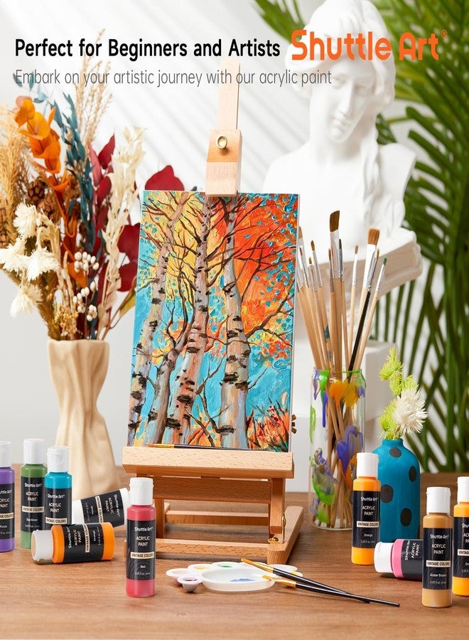 Shuttle Art Acrylic Paint Set, 25 Vintage Colours Acrylic Paints, 2oz/60ml Bottles, Rich Pigmented, Premium Acrylic Paints for Artists, Beginners and Kids on Rocks Crafts Canvas Wood Ceramic - Image 2
