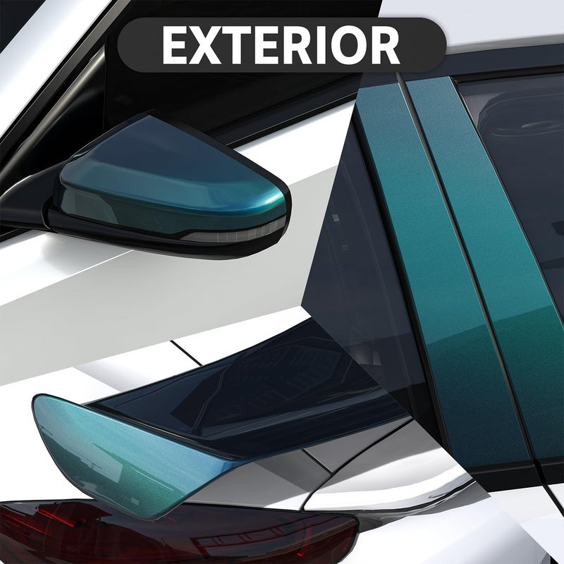 Foneso Gloss Green Black Vinyl Wrap, Emerald Green Automotive Vinyl Film Roll for Cars Interior & Exterior-Air Release TechnologyBubble Free DIY Car Paint 1ft x 10ft - Image 3