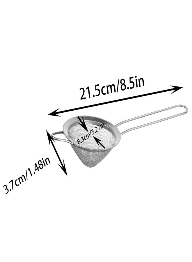 TAODAN 2PCS 21.5cm Length Stainless Steel Small Filters Fine Mesh Filter Mini Cocktail Strainer Deep Conical Tea Strainer for Coffee Grounds Flour Crushed Ice Filtration - Image 5