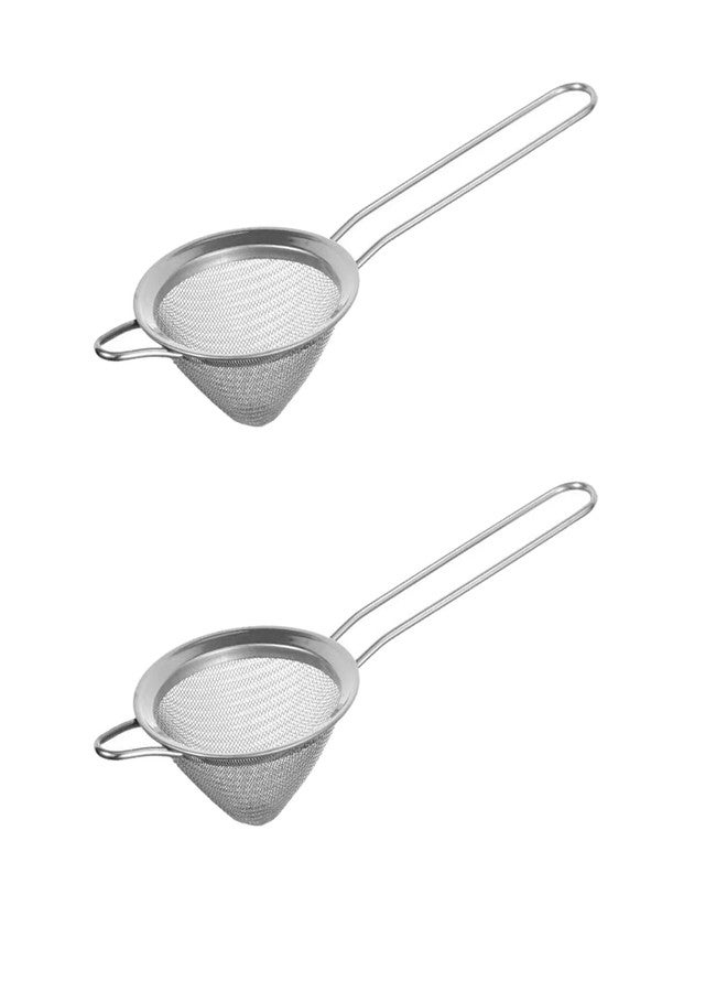 TAODAN 2PCS 21.5cm Length Stainless Steel Small Filters Fine Mesh Filter Mini Cocktail Strainer Deep Conical Tea Strainer for Coffee Grounds Flour Crushed Ice Filtration - Image 1