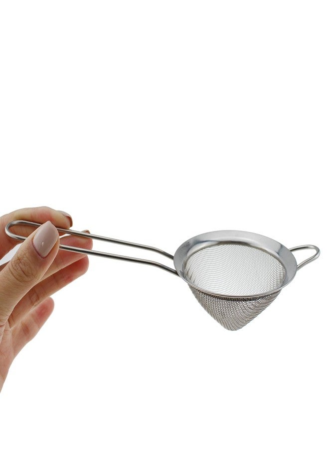 TAODAN 2PCS 21.5cm Length Stainless Steel Small Filters Fine Mesh Filter Mini Cocktail Strainer Deep Conical Tea Strainer for Coffee Grounds Flour Crushed Ice Filtration - Image 2