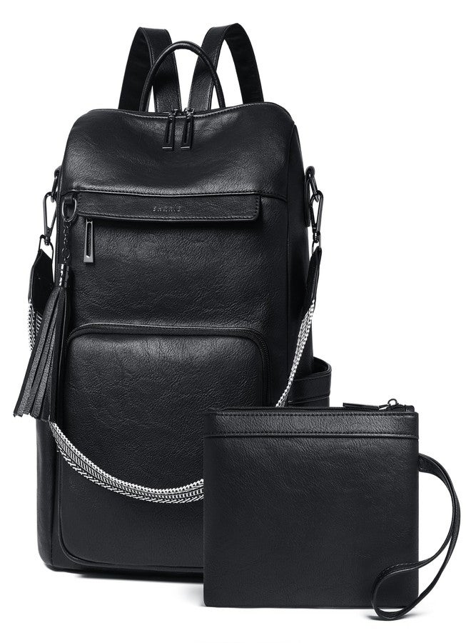 Shrrie Vegan Leather Backpack for Women Backpack Purse 14 inch Laptop Backpack for College Travel Work - Image 1