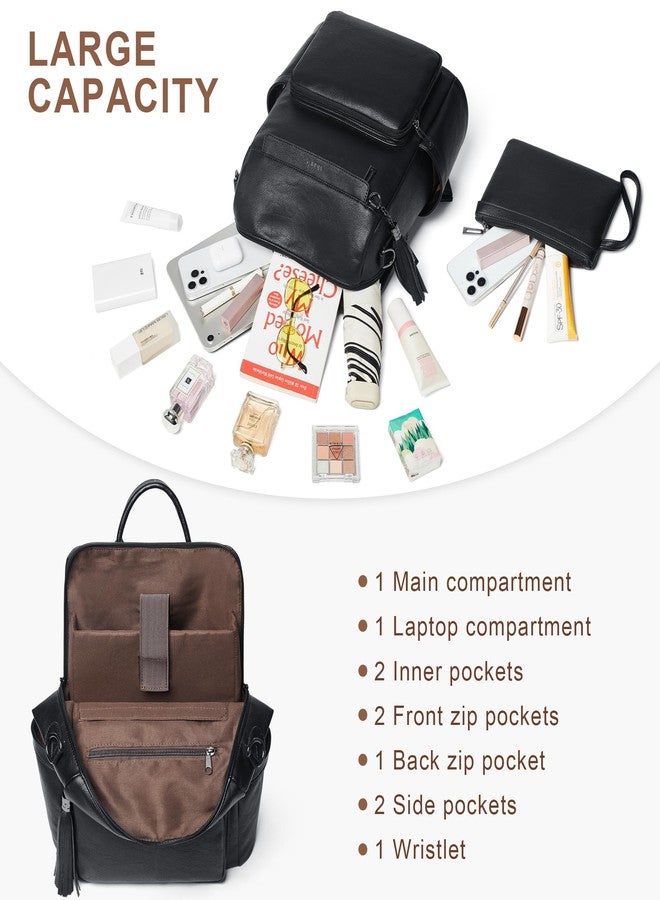 Shrrie Vegan Leather Backpack for Women Backpack Purse 14 inch Laptop Backpack for College Travel Work - Image 3