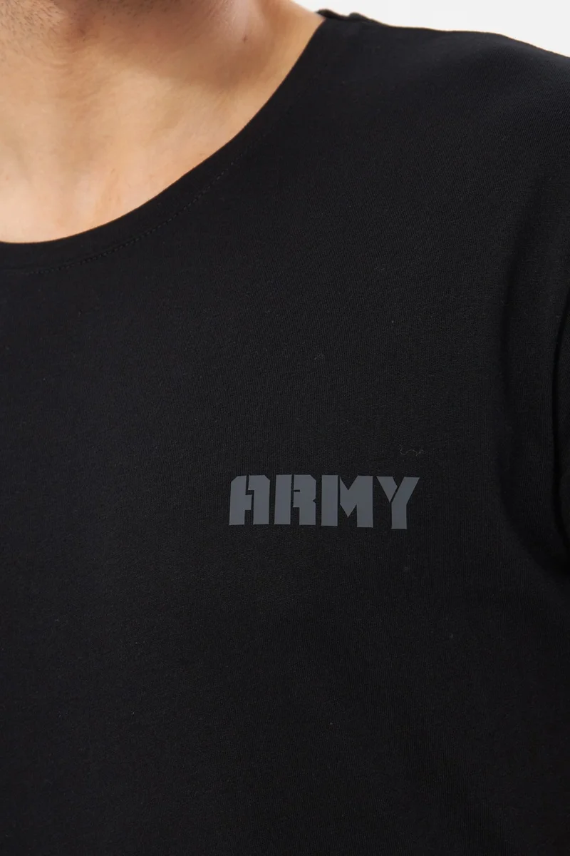 MRS Clothing Army Men's Crew Neck Cotton Standard Pattern Print Detailed T-Shirt