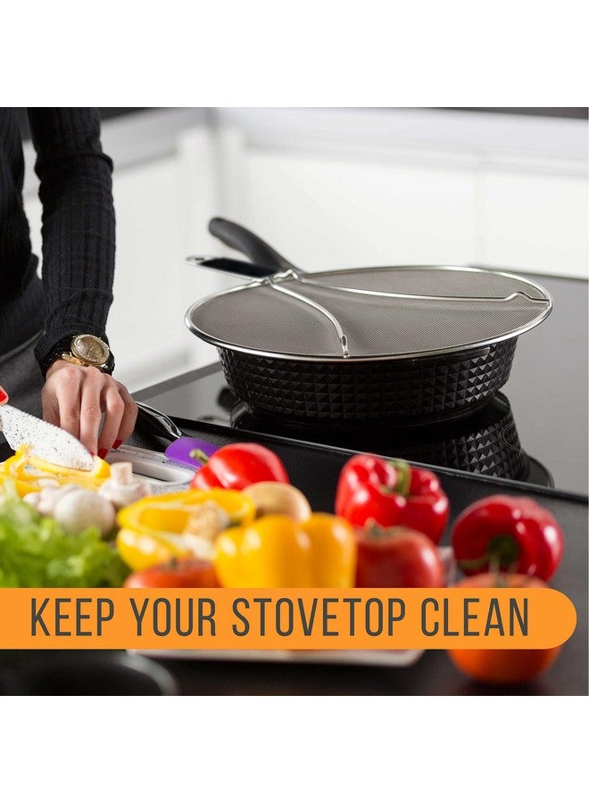 U.S. Kitchen Supply U.S. Kitchen Supply 3-Piece Stainless Steel Splatter Guard Set (13", 11.5", 9.5") Fine Mesh Cover, Grease & Oil, Splatter Screen for Frying Pan, Cooking Pots, with Resting Feet & Comfort Grip Handles  - Image 5