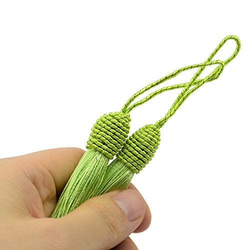 Makhry 20pcs 15.5cm/6 Inch Silky Floss Bookmark Tassels with 2-Inch Cord Loop and Small Chinese Knot for Jewelry Making, Souvenir, Bookmarks, DIY Craft Accessory (Light Green) - Image 4