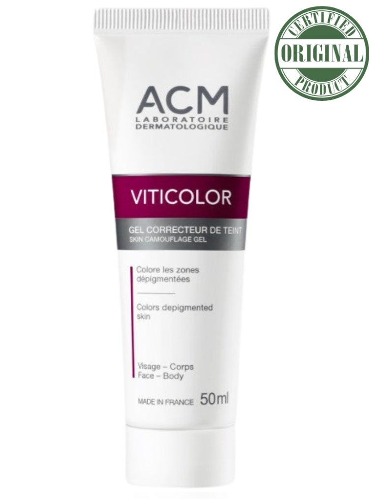 ACM Laboratoire dermatologique ACM Viticolor Complexion Correcting Gel 50ml – Long-Lasting Camouflage Gel for Vitiligo & Uneven Skin Tone, Natural-Looking Coverage & Skin Blending - Image 1