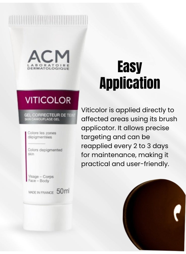 ACM Laboratoire dermatologique ACM Viticolor Complexion Correcting Gel 50ml – Long-Lasting Camouflage Gel for Vitiligo & Uneven Skin Tone, Natural-Looking Coverage & Skin Blending - Image 5