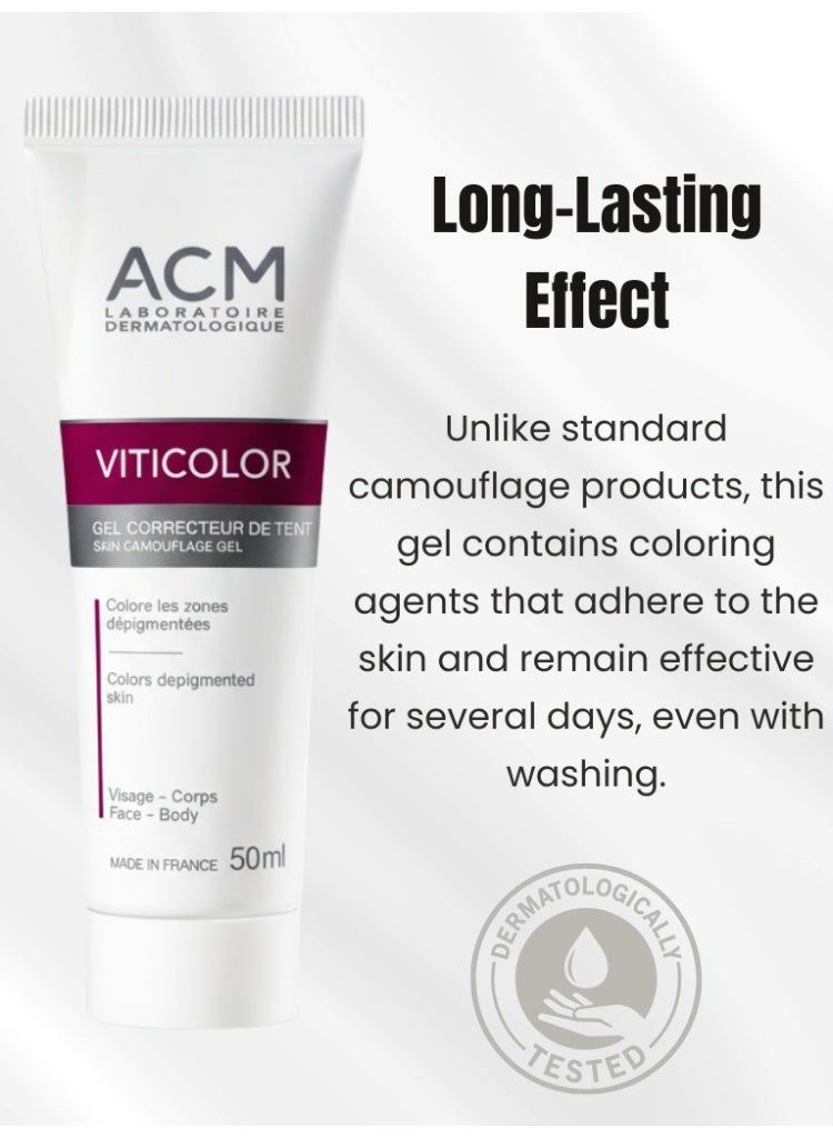 ACM Laboratoire dermatologique ACM Viticolor Complexion Correcting Gel 50ml – Long-Lasting Camouflage Gel for Vitiligo & Uneven Skin Tone, Natural-Looking Coverage & Skin Blending - Image 3