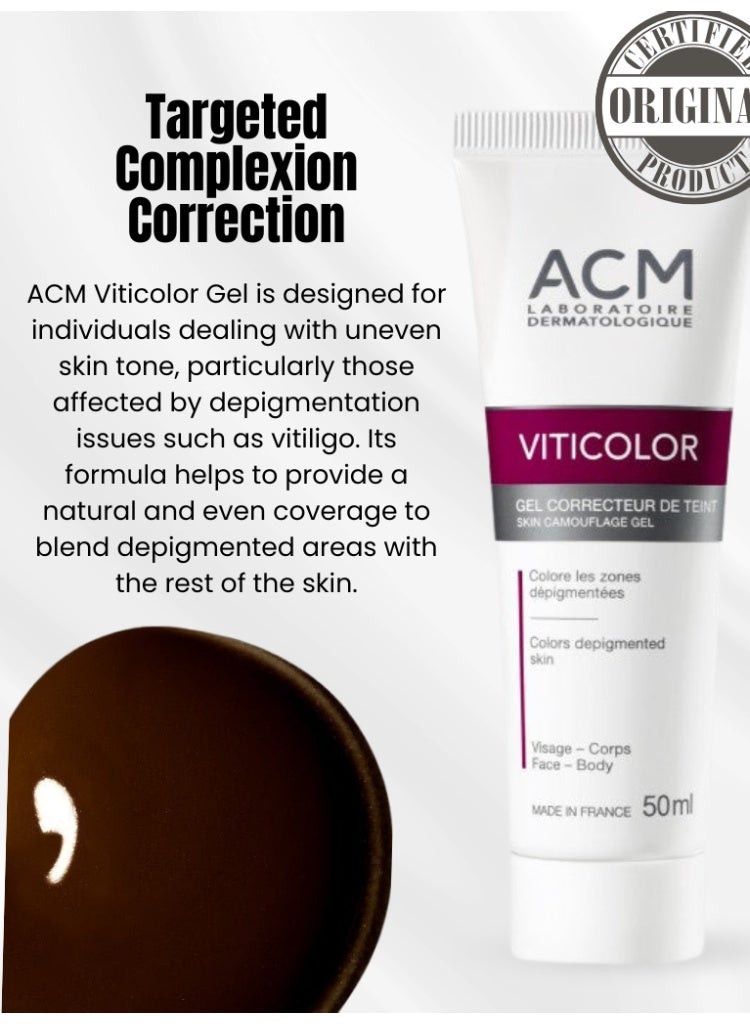 ACM Laboratoire dermatologique ACM Viticolor Complexion Correcting Gel 50ml – Long-Lasting Camouflage Gel for Vitiligo & Uneven Skin Tone, Natural-Looking Coverage & Skin Blending - Image 2
