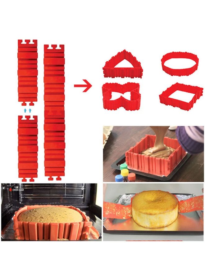 NIBEMINENT 4-Piece Silicone Cake Mold Red 19 x 5.5centimeter - Image 4