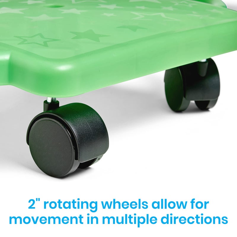 hand2mind Green Indoor Scooter Board with Handles, Floor Scooter, Sit Down Scooter, Gym Activities for Kids, Indoor Recess Games, Sport Scooters, Physical Education Equipment, Gross Motor Toys - Image 3