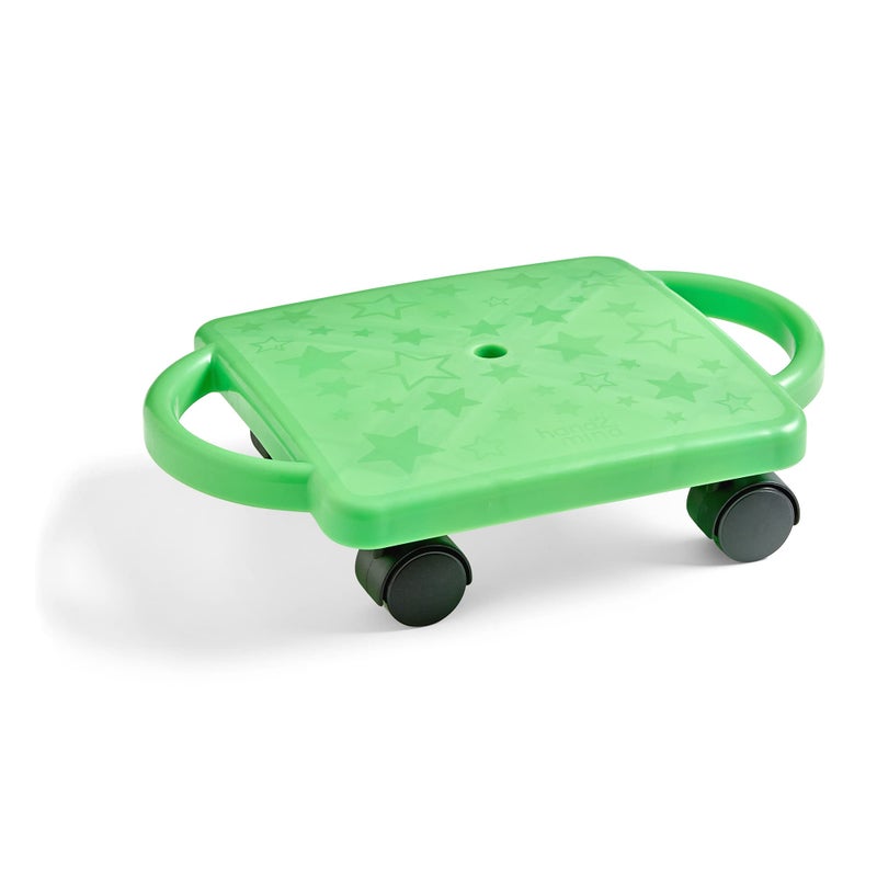 hand2mind Green Indoor Scooter Board with Handles, Floor Scooter, Sit Down Scooter, Gym Activities for Kids, Indoor Recess Games, Sport Scooters, Physical Education Equipment, Gross Motor Toys - Image 1
