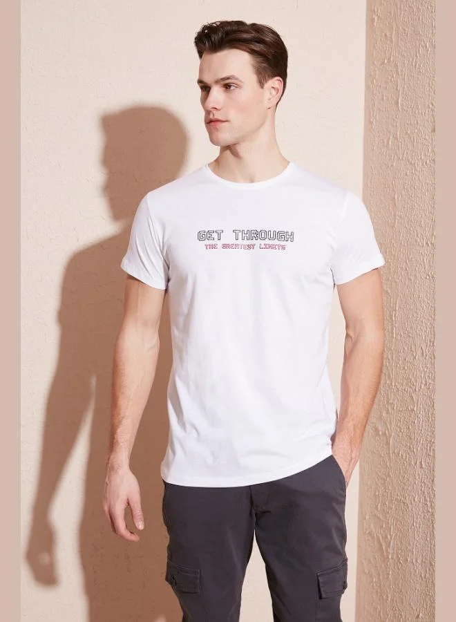 بوراتي تيشيرت رجالي قطن % بقصة ضيقة وطبعة بوراتي