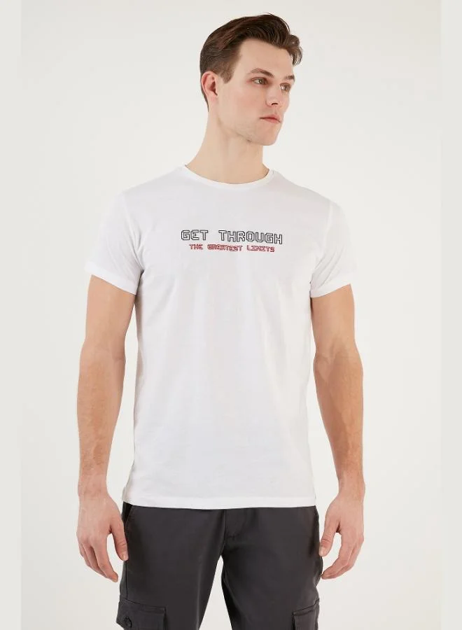 Buratti  Buratti Printed Crew Neck 100% Cotton Slim Fit T Shirt Men's T SHIRT 541GET for Men | Best Price UAE