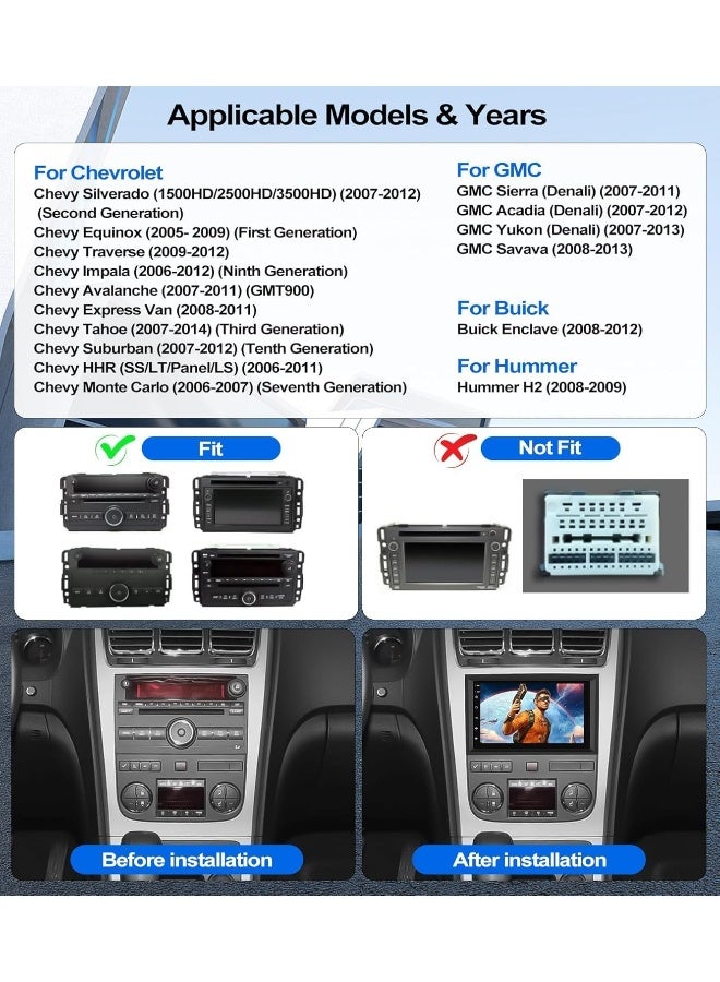 Vierex Car Stereo Radio for Chevrolet Chevy Silverado Tahoe GMC Sierra Yukon, with CarPlay Android Auto Bluetooth GPS Navigation Touch Screen Head Unit, 7 Inch IPS Screen AHD Camera Included (4+32GB 8CORE) - Image 4