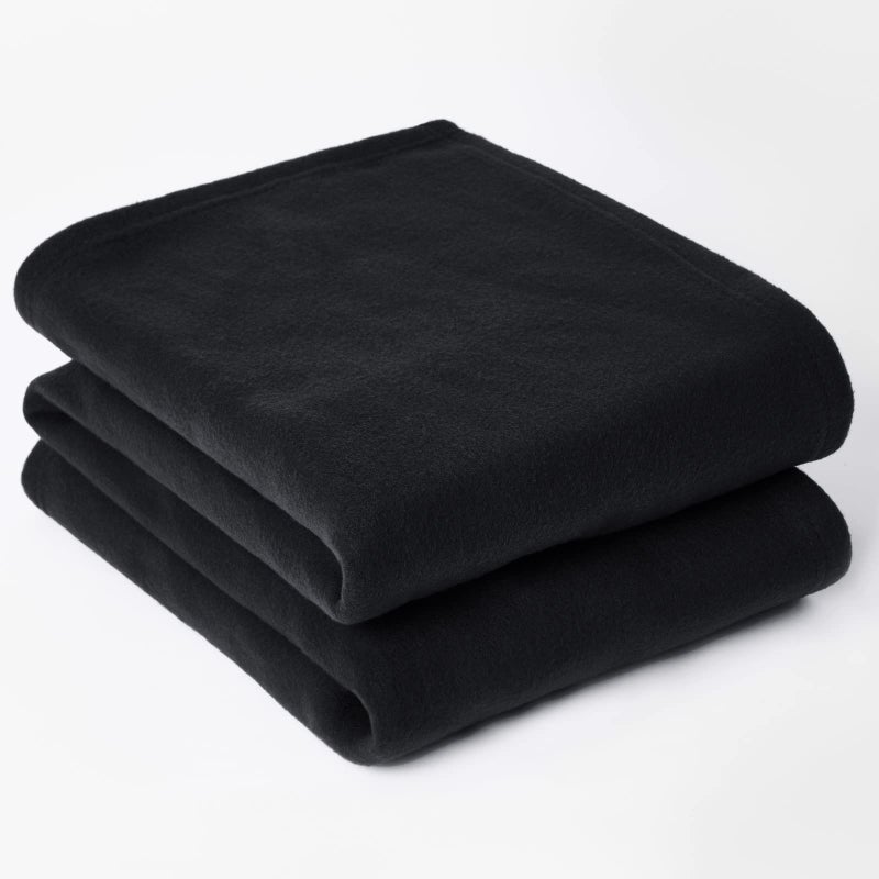 Dreamscene Fleece Throw Blanket for Bed Super Soft Warm Cosy Plain Black Sofa Throw Blanket Lightweight Double Bedspread Polar Fleece Blankets 150 x 200cm