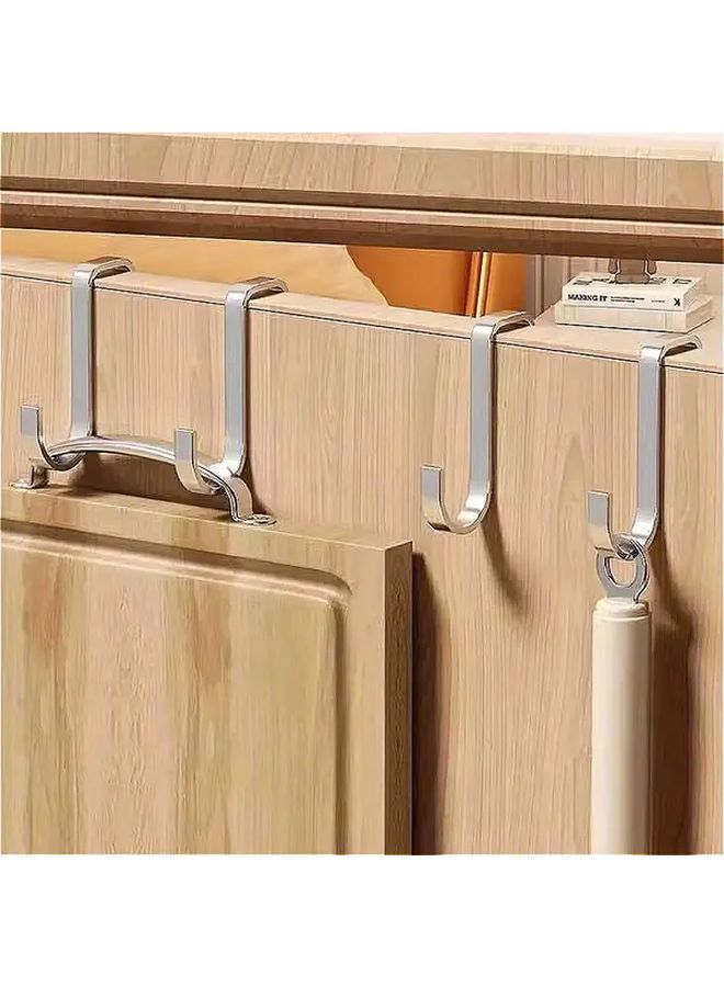 Stainless Steel Door Hooks No Drilling Silvery 10pcs For Kitchen Bathroom Cabinet - Image 5
