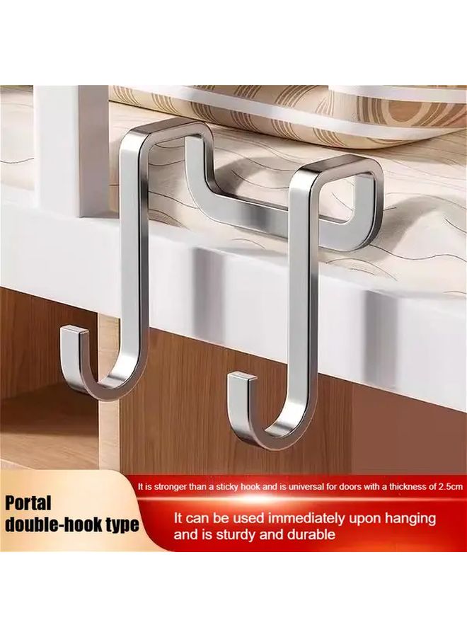 Stainless Steel Door Hooks No Drilling Silvery 10pcs For Kitchen Bathroom Cabinet - Image 1