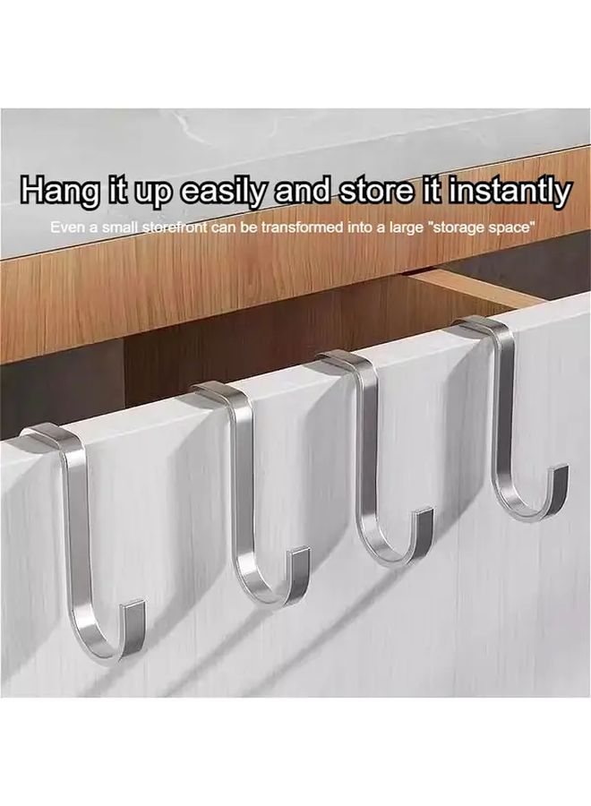 Stainless Steel Door Hooks No Drilling Silvery 10pcs For Kitchen Bathroom Cabinet - Image 4
