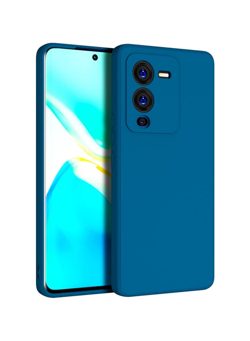 غطاء TPU رفيع مع حماية للكاميرا ومضاد للخدش ومرن لهاتف Vivo V25 Pro باللون الأزرق - Image 1