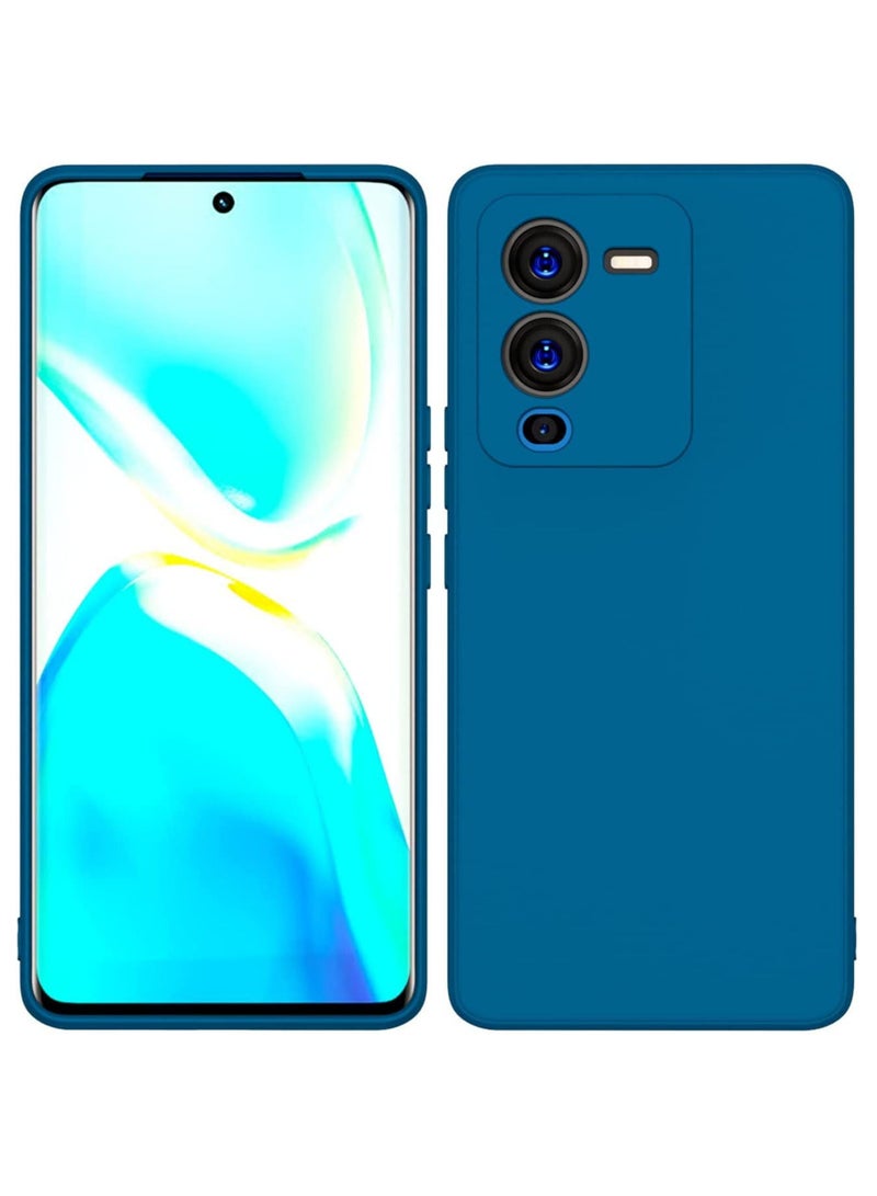 غطاء TPU رفيع مع حماية للكاميرا ومضاد للخدش ومرن لهاتف Vivo V25 Pro باللون الأزرق - Image 3