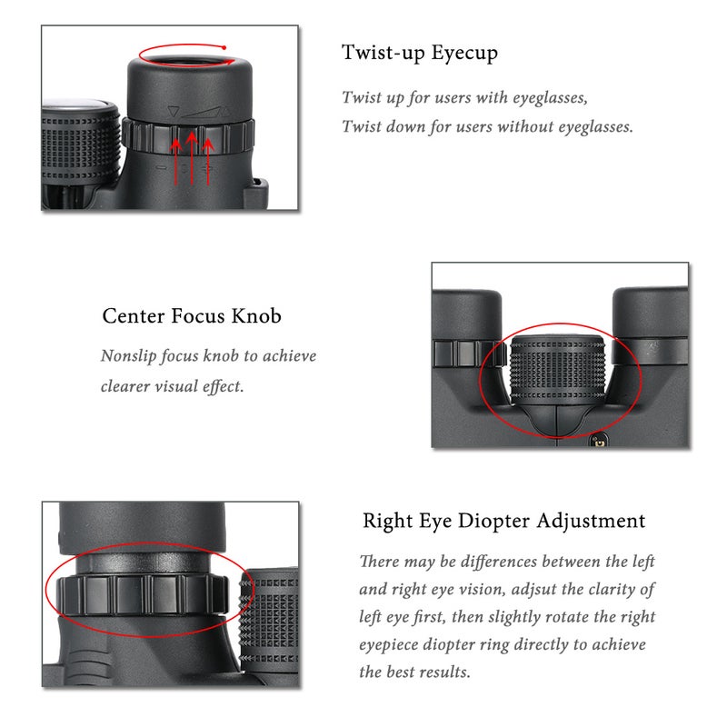 10X26 Waterproof Compact Binocular BaK4 Roof Prism Wide Angle Powerful Zoom Binoculars Outdoor Portable Lightweight Birdwatching Hunting Telescope - Image 3
