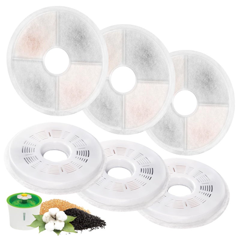 Porens 6 Pack Cat Water Fountain Replacement Filters Fit for 3L Flower Water Dispenser Automatic Pet Dog Cat Fountain Filter - Image 1