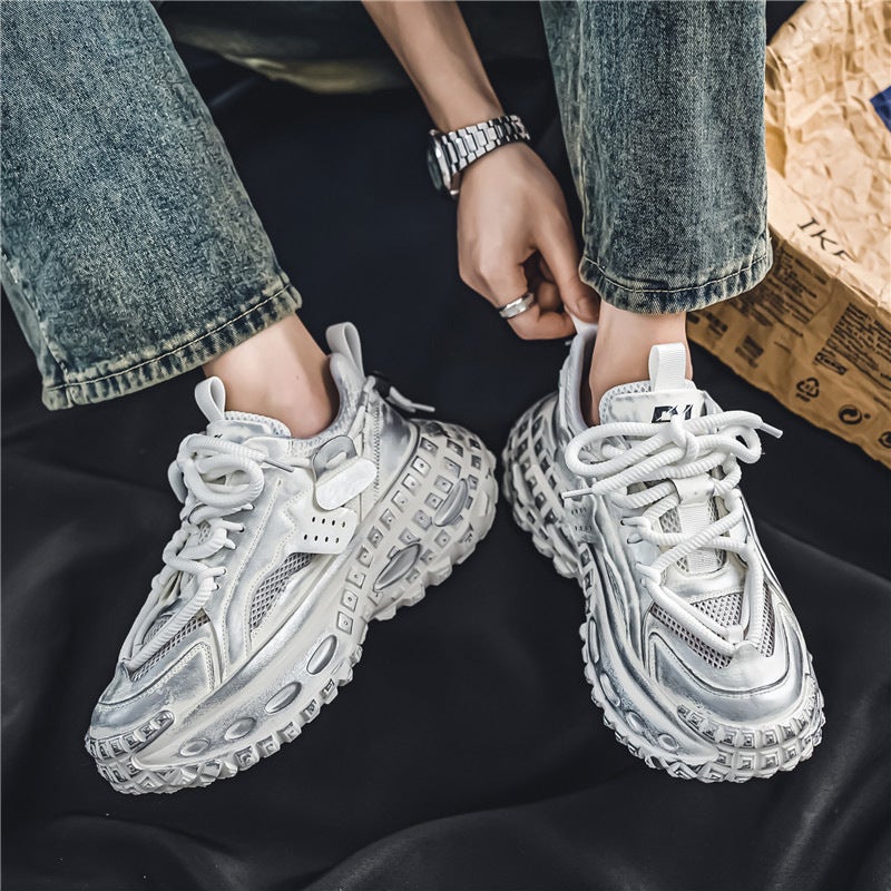 Light Luxury Trendy Brand Men'S Shoes Spring And Sports Casual Shoes Men'S Mesh Breathable Torre Shoes Thick Sole Increased Dirty Shoes - Image 2