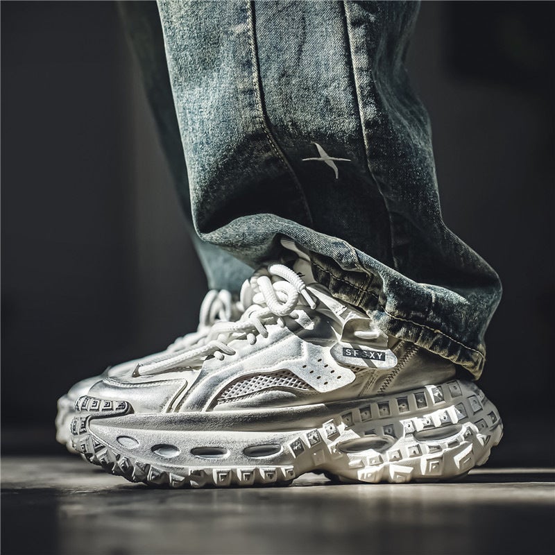 Light Luxury Trendy Brand Men'S Shoes Spring And Sports Casual Shoes Men'S Mesh Breathable Torre Shoes Thick Sole Increased Dirty Shoes - Image 4