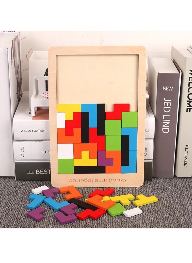 Children's Early Learning Puzzle Tetris Puzzle Plus Blocks - Image 3