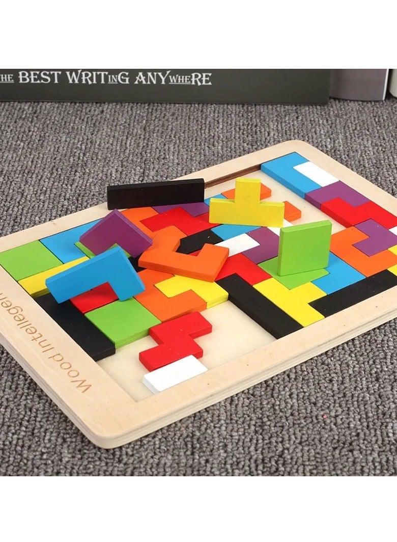 Children's Early Learning Puzzle Tetris Puzzle Plus Blocks - Image 4
