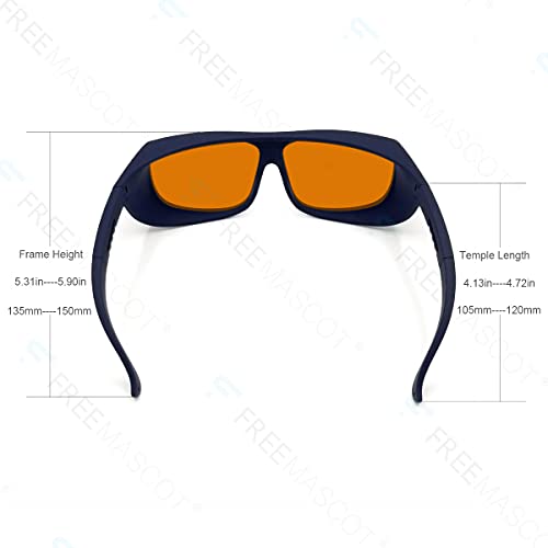 FreeMascot OD 6+ 190nm-490nm Wavelength UV light/Anti Blue Light Blocking Safety Glasses for 405nm, 445nm, 450nm,473nm Laser (Fit-over Frame 5) - Image 2