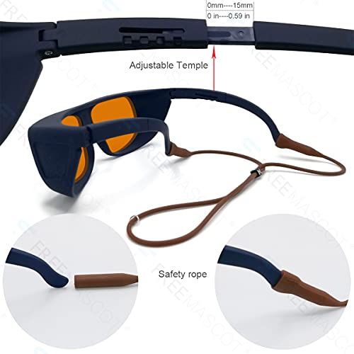 FreeMascot OD 6+ 190nm-490nm Wavelength UV light/Anti Blue Light Blocking Safety Glasses for 405nm, 445nm, 450nm,473nm Laser (Fit-over Frame 5) - Image 3